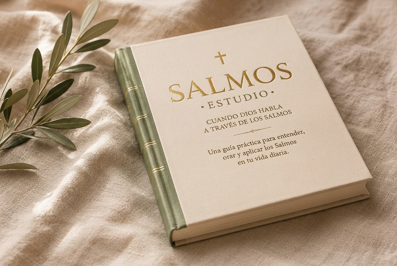Estudio de los Salmos cerrado sobre lino con una rama de olivo