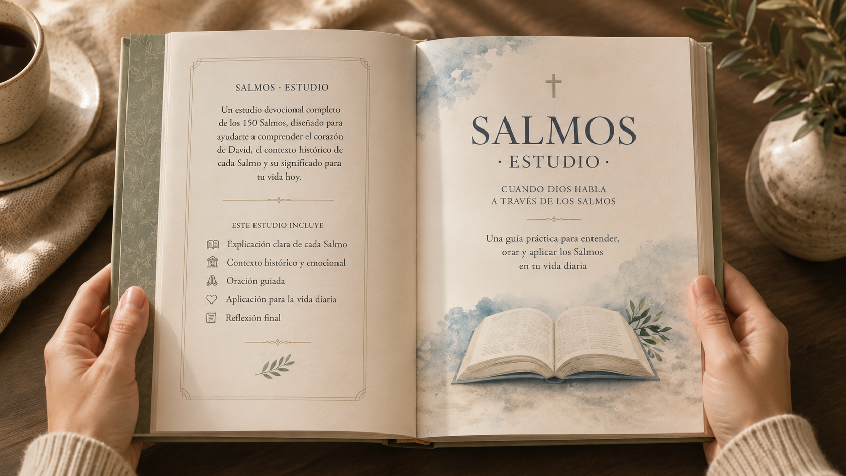 Páginas interiores del estudio de los Salmos mostrando contexto y reflexión